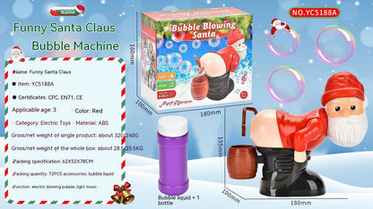 Electric Santa Claus Bubbles Machine Blowing Bubbles Music Light Entertainment Toy Prank Funny Ornament Christmas Gifts Christmas Decorations