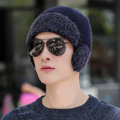 Hat Men's Winter Warm Woolen Hat Thick Knitted Hat