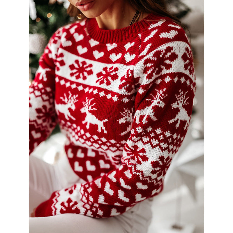 Christmas Elk Long Sleeve Knitted Sweater