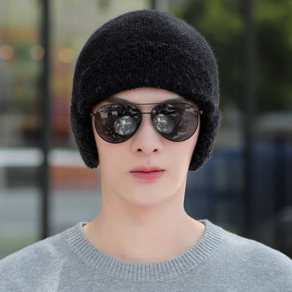 Hat Men's Winter Warm Woolen Hat Thick Knitted Hat