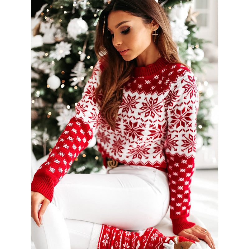 Christmas Elk Long Sleeve Knitted Sweater