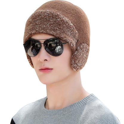 Hat Men's Winter Warm Woolen Hat Thick Knitted Hat