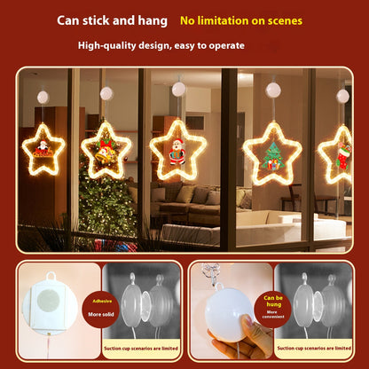 Christmas Pendant Decoration Christmas Atmosphere Led Lights Led Christmas Star Light Decoration For Window Door For Holiday