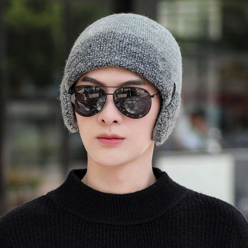 Hat Men's Winter Warm Woolen Hat Thick Knitted Hat