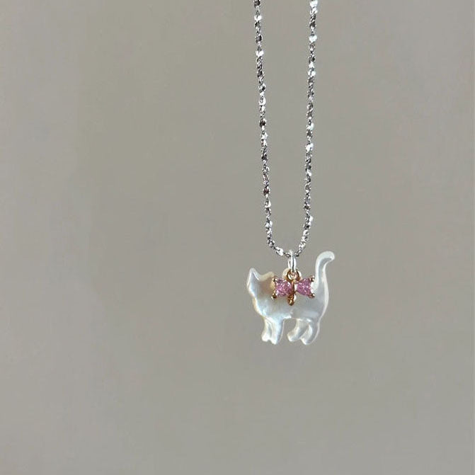 Fashion Jewelry Cute Transparent Cat Rhinestone Pendant Necklace Silver Plated Chain Women Girls Fashion Collar Necklace Party Gift